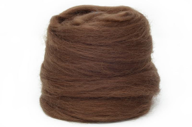 Dyed Corriedale Wool: Brown 100gm